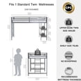 thumbnail image 6 of Queen Size Bed Frame Adam sturdy junior twin loft bed black with Cinnamon wood shelf for , space saving, Loft Bed with easy climbing Ladder and Guardrails, Loft Bed Frame for Bedroom,King Size Be, 6 of 10