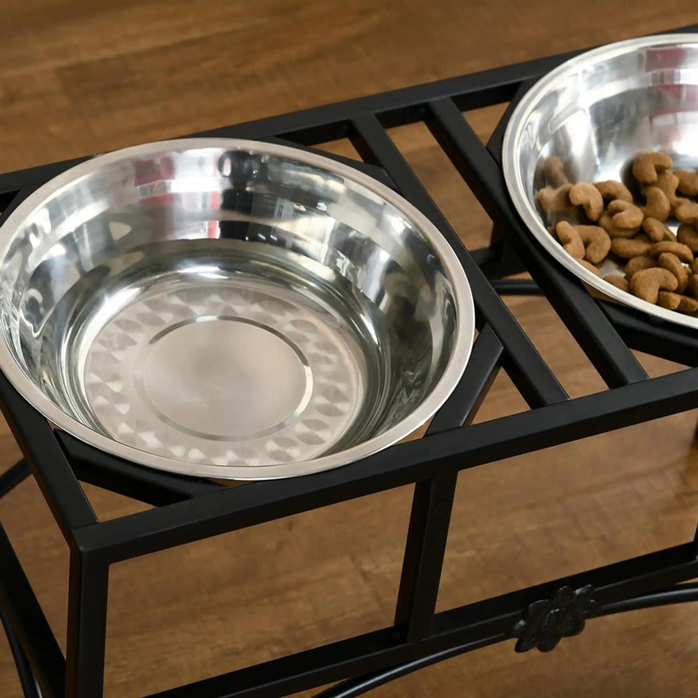 Topcobe Elevated Dog Bowls, Double Stainless Steel Heavy Duty Dog Food Bowl Elevated Pet Feeding Station, Dog Bowl Stand, Dog Feeding Station, 14" H