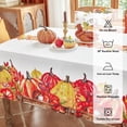thumbnail image 3 of Thanksgiving Rectangle Tablecloth - Fall Harvest Pumpkins Maple Leaf Farmhouse Style Table Cloths, Washable Polyester Autumn Decorative Table Cover for Dining, Party, Holiday, 60 x 102 Inch, 3 of 6