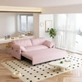 thumbnail image 6 of 63.8" Sofa Bed Queen Size, Pull Out Couch Bed, 3-in-1 Convertible Sleeper Sofa with Side Pocket, Modern Velvet Futon Couch for Living Room, Small Space, Apartment, Bedroom, Pink, 6 of 9
