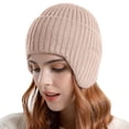 thumbnail image 3 of Resicozy Women Warm Baseball Beanie Hat with Earflap Winter Knitted Caps Thicken Plush Lined Skull Ski Hat Pink, 3 of 6