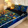 thumbnail image 3 of Homewish Watercolor Gradient Nature Tree Zipper Full Size Comforter Sets with Fitted Sheet and 2 Pillowcases,Botanical Design Zipper Bedding Set,Orange Navy,Black Reversible,4pcs, 3 of 8