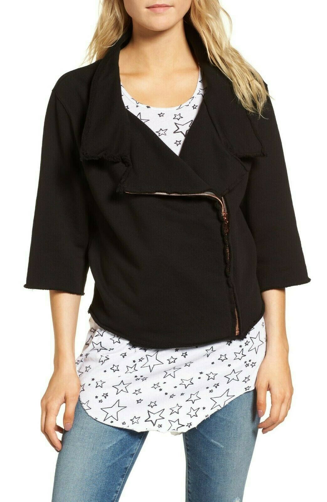 Frank Amp Eileen Tee Lab Moto Fleece Jacket Black S New Walmart Com