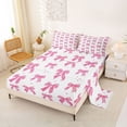 thumbnail image 2 of Manfei Pink Coquette Bow Queen Sheet Sets For Girls,Dreamy Princess Style Bowknot Bed Set For Kids,4pcs, 2 of 6
