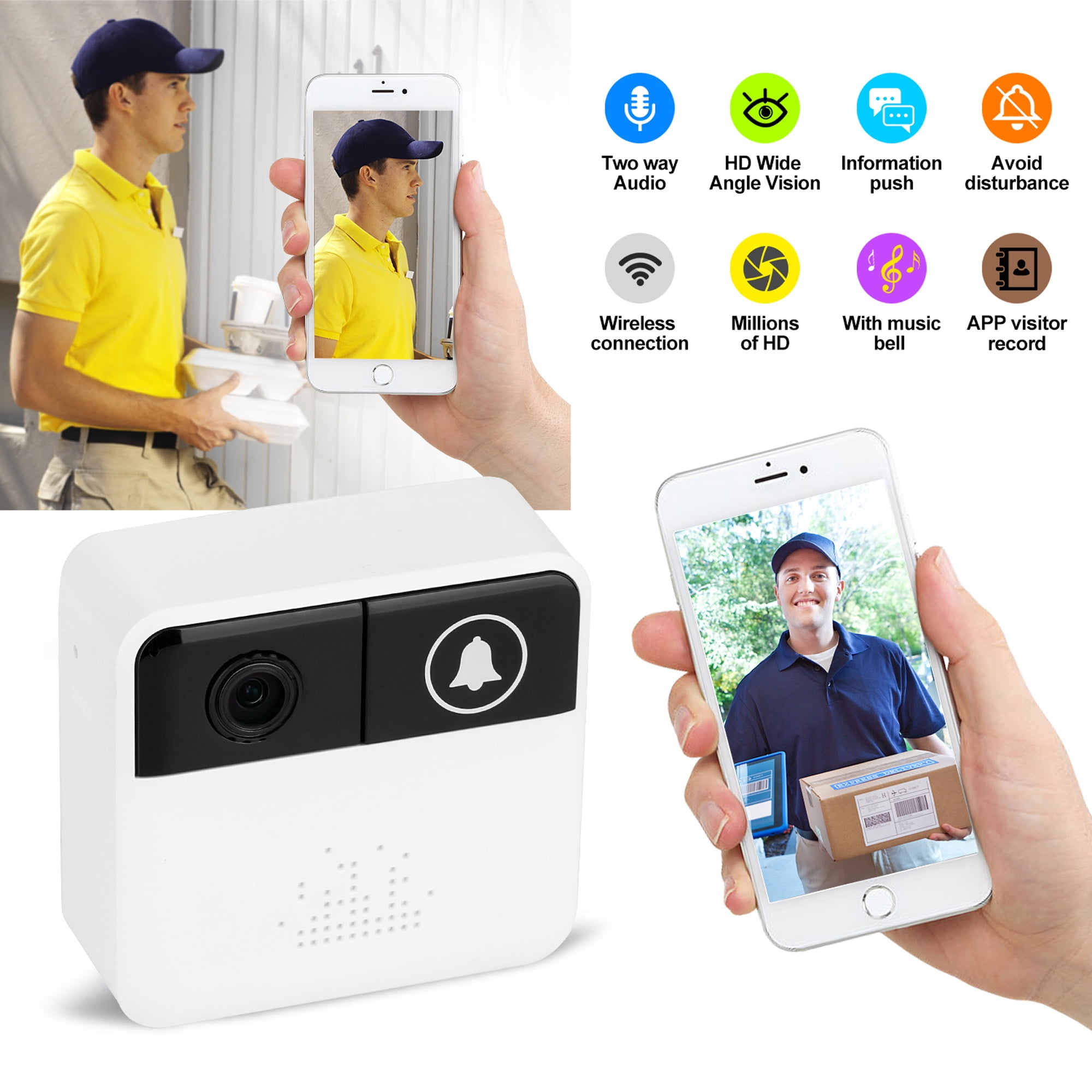 Smart Wireless WiFi Ring Doorbell Video Camera Phone Bell Intercom for