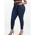 thumbnail image 4 of Jean Moulant pour Femmes Grande Taille Taille Haute Extensible Classique à la Cheville Bleu 4TG, 4 of 7
