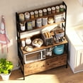 thumbnail image 6 of NAIYUFA 5-Tier Kitchen Bakers Rack with Cabinet, Oven Stand Microwave Rack,Wood Shelf with Hooks,Brown, 6 of 10