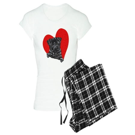 

CafePress - Black Pug Heart - Women s Light Pajamas