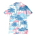 thumbnail image 4 of MDUKONU Womens Summer Hawaiian Shirts Soft Cool Floral Tropical Print T-Shirt Button Down V Neck Short Sleeve Tee Tops Sky Blue XXL, 4 of 5