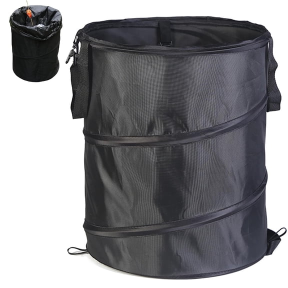 Camping Garbage Can Collapsible Trash Can: 10 Gallon Portable Trash Bag Holder Outdoor, Waterproof Pop up Trash Can for Camping, RV, Home, Office, Travel (Black)