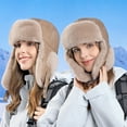 thumbnail image 3 of Fleece Lining Russian Ushanka Trapper Hat with Windproof Ear Protection Ear Flaps Fleece Lining Caps for Cold Weather, 3 of 17