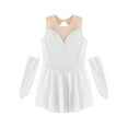 thumbnail image 4 of iiniim Girls Ice Figure Skating Dress Latin Dance Competition Gymnastics Skirt Leotard with Gloves White 14, 4 of 7