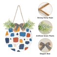 thumbnail image 2 of Cute Squares Front Door Porch Decoration Hanging Sign with Artificial Green Plants and Bow for Home Outdoor Indoor, 2 of 7