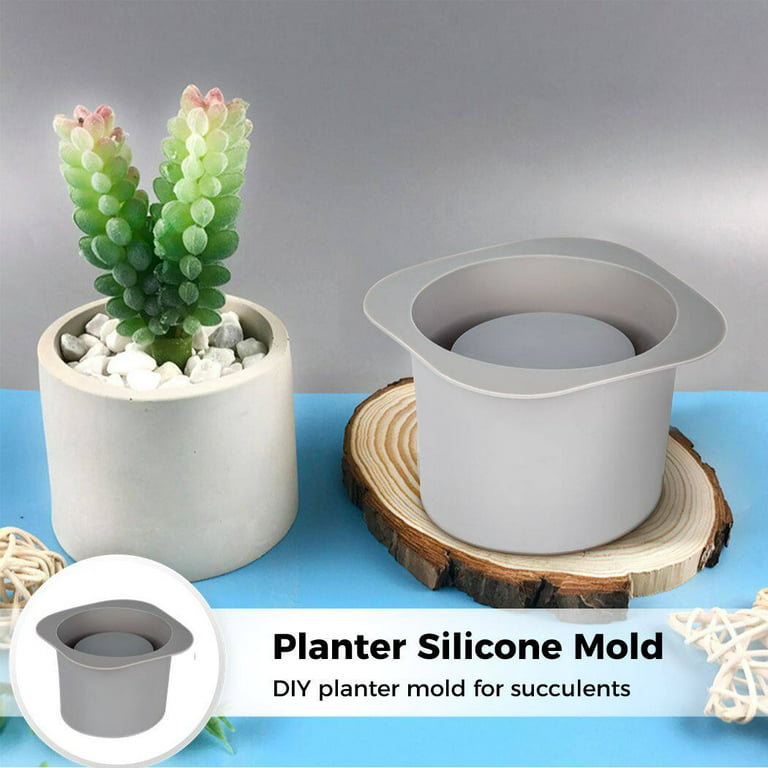 2Pcs Succulent Plants Pot Concrete Cement Mold Flower Pot Plaster