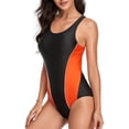 thumbnail image 3 of KaLI_store Womens One Piece Swimsuits Women's Crossover Ruched Skirt One Piece Swimdress Swimsuit Bathing Suit Orange,L, 3 of 5