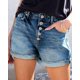 thumbnail image 3 of Pantalones cortos KISSMODA de mezclilla para mujer, talle alto, azul rasgado, 3 of 5