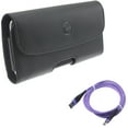 thumbnail image 1 of Leather Case Belt Clip w Purple 10ft USB Cable for Samsung Galaxy A73 5G,A13 5G,A03s Phones - Holster Cover Pouch Loops, Type-C Charger Cord Power Wire, 1 of 11