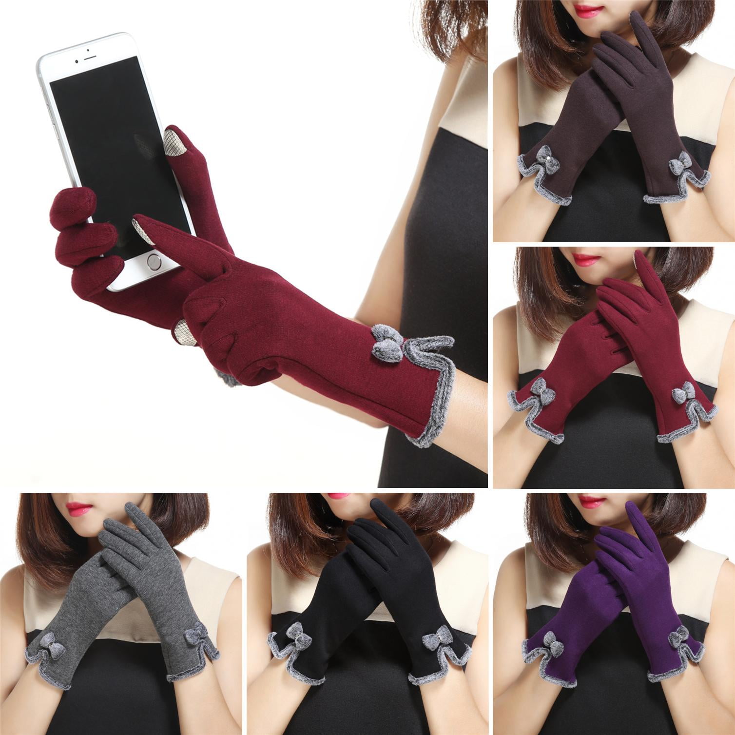 Limei Womens Gloves Winter Touch Screen Texting Gloves for Women Thick Warm Gloves (Black)