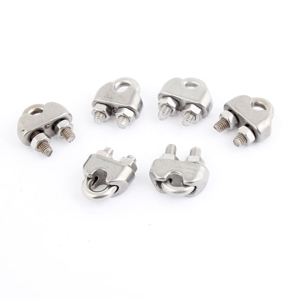 6 Piezas de Abrazadera de Acero Inoxidable 304 para Cable Clip de 3/25" 3mm Cuerda