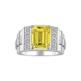 thumbnail image 1 of RYLOS Men's Rings Sterling Silver Designer Style 10X8MM Emerald Cut Shape Gemstone & Diamonds Citrine November Birthstone Rings For Men Size 13, 1 of 4