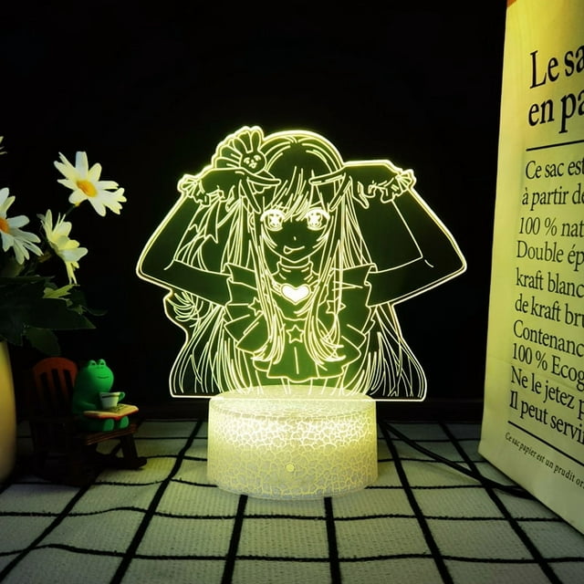 Luz nocturna LED 3D Oshis No Ko Hoshinos Rubiis que cambia de color