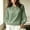 Green, variant on Women Blouse Ruffle Elastic Neck Tie Dstring Raglan Lantern Sleeve Hem Frill Trim Loose Casual Top White XL
