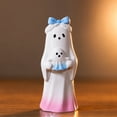 thumbnail image 5 of Gradient Resin Ghost Figurine Assorted Styles Freestanding Desktop Ornament With Bow Witch Hat Snack Detail For Halloween Shelf Office Indoor Seasonal Home Decor.A, 5 of 8