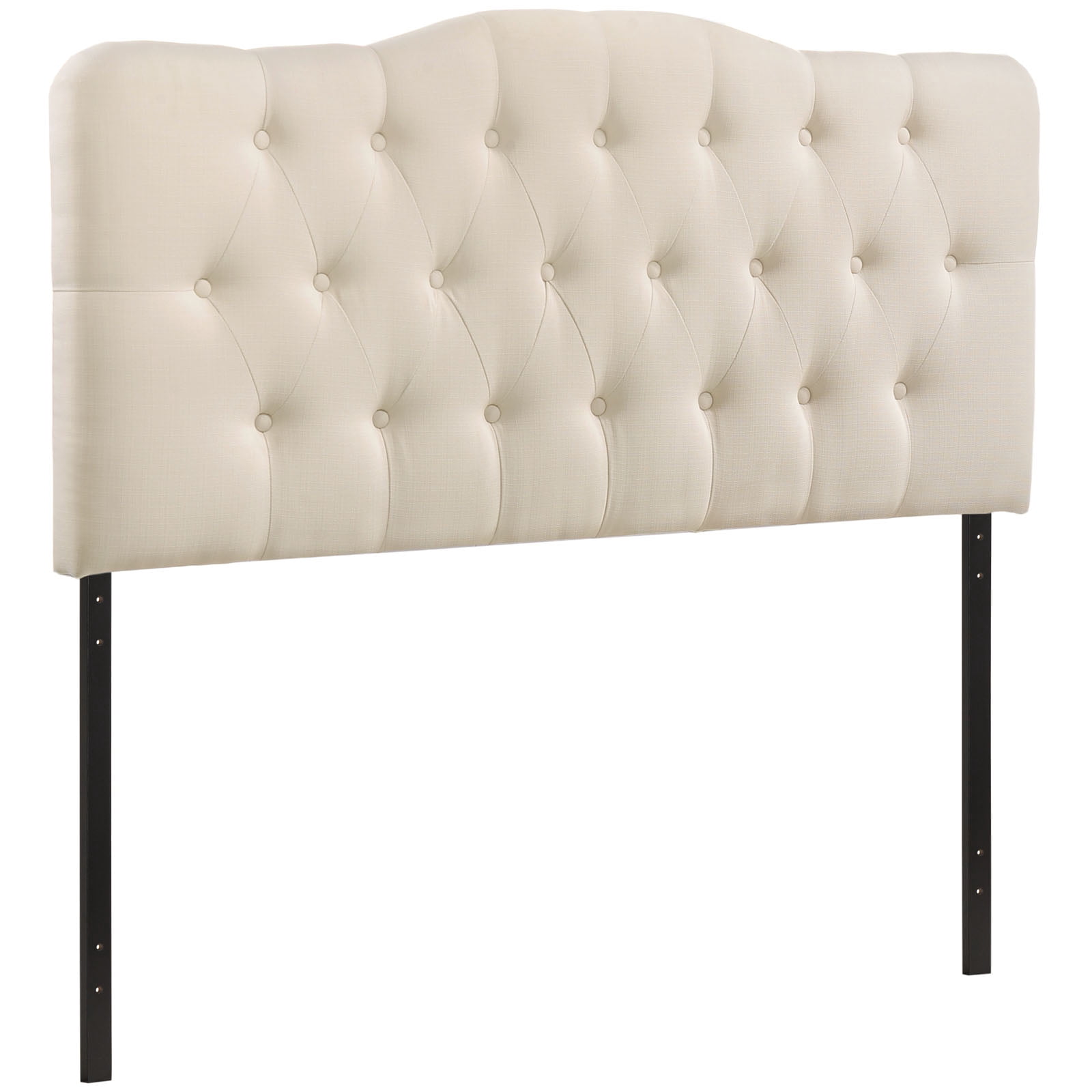Modern Contemporary Full Size Fabric Headboard, Ivory Fabric