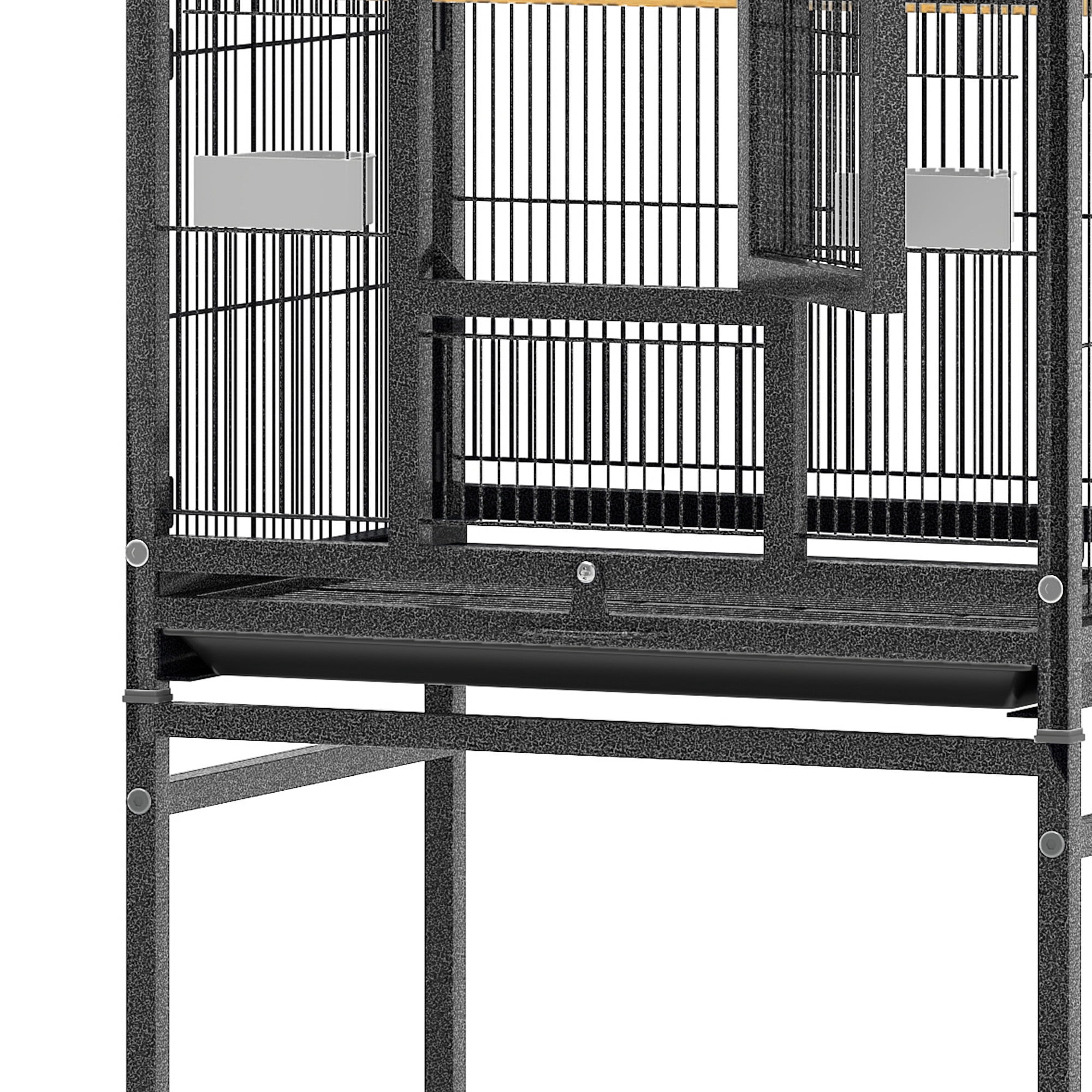 Uforic 53 Inch Sturdy Metal Bird Cage with Dual Covers, Seed Catcher & Secure Safety Lock, Storage Shelf & Slide-Out Cleaning Tray for Small Medium Birds, Black