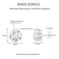 thumbnail image 6 of Rosec Jewels Certified Moissanite Solitaire Stud Earrings for Women - 8 mm - D-VS1 Grade - with Screw Back - Jewelry Box Included, 14K White Gold, 6 of 7