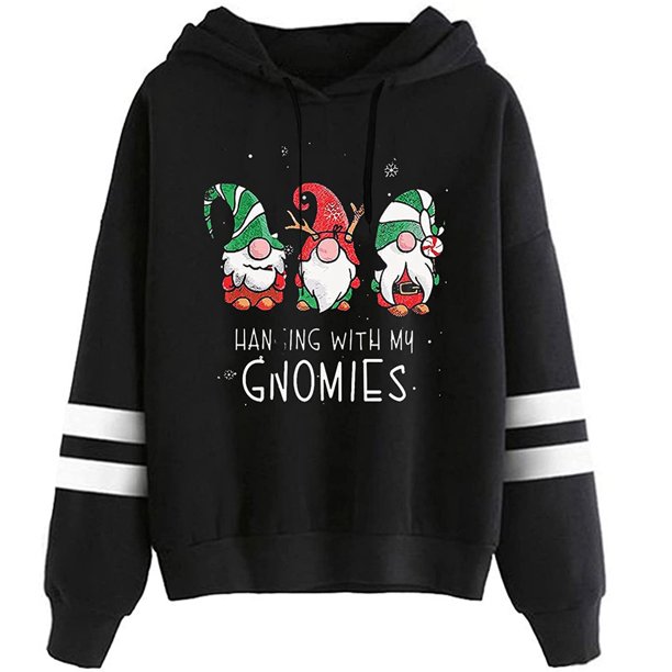 Pntutb Mujer Moda Navidad Impresión Con Capucha Suelta Manga Larga Tops Casual Sudadera Pntutb Pntutb-1095