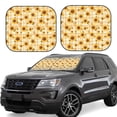 thumbnail image 6 of Kdxio Coffee Plaid Sunflower Print 2-Piece Sun Shade Front Windshield - Foldable Car Front Window Sunshades for Most Sedans SUV Truck, 6 of 6