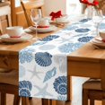 thumbnail image 5 of Blue Grey Coastal Table Runner 90 Inches, Nautical Shell Starfish Coral Summer Beach Bed Runner Dresser Scarves Tabletop for Indoor Outdoor Parties/Ceremony/Banquet, 13" x 90", 5 of 9