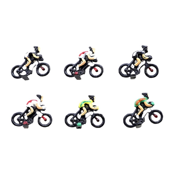 Figuras de personas pintadas a mano, 6 piezas, 1/87, coleccionables, escena realista, ciclistas, micropaisaje, ciclistas