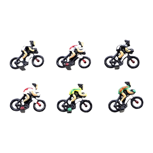 Figuras de personas pintadas a mano, 6 piezas, 1/87, coleccionables, escena realista, ciclistas, micropaisaje, ciclistas