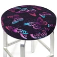 thumbnail image 3 of Bingfone13 Inch Padded Round Bar Stool Cover Cushion With Elastic Fabric Round Chair Seat - Purple Butterfly, 3 of 7