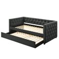 thumbnail image 2 of Gray Fabric Daybed With Trundle For Full Coziness - 14 Slats Daybed, 13 Trundle, 4" Side Panel, 2" Back 8" Mattress Advisable Stretchable Size, Side, Preferred, 2 of 4