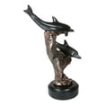 thumbnail image 6 of Marine 2 Black Dolphins Swimming by Coral Reef Electroplated Bronze Figurine, 6 of 7