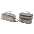 thumbnail image 4 of Organizador de maquillaje de maquillaje de malla 2x con mango, bolsa cosmética de doble capa, bolsa de aseo para picnic, negocios de actividades gris, 4 of 8
