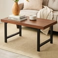thumbnail image 2 of Best Choice Products 44in Modern Butcher Block Top Coffee Table, Rectangular Wood Accent Table w/ Metal Legs - Brown, 2 of 8