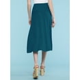 thumbnail image 3 of Made by Johnny Women's Lightweight Fold Over Flared Midi Skirt XL TEAL, 3 of 6