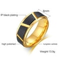 thumbnail image 2 of GY Black and Gold Plated Ring 8mm Tungsten Carbide Ring for Men Wedding Band Man Ring, 2 of 6