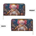 thumbnail image 3 of Leather Thin Slim Wallets for Women Men - Aquatic Axolotl King Clutch Card Wallet for Women Men with Zipper, 3 of 7