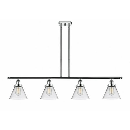 916-4I-PC-G42 Innovations Lighting Cone - 4 Light Island In Industrial Style-10 Inches Tall and 48 Inches Wide-Polished Chrome Finish-Clear Glass