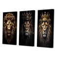 thumbnail image 4 of Designart "Majestic Lion King with a Golden Crown III" Animals Lion Wall Art Set Of 3 - Lion Brown Gallery Set For Office Decor, 4 of 7