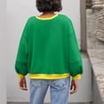 thumbnail image 4 of Women Oversized Crewneck Sweatshirt Drop Shoulder Long Sleeve Colorblock Casual Pullover Spring Fall Winter Tops (M, Green), 4 of 5