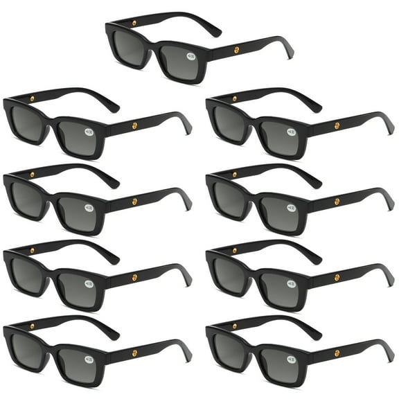 9 Pairs Mens Womens Reading Sunglasses Square Full Tinted Sun Readers +0.75