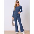 thumbnail image 2 of DARING DIVA Women's Ribbed Knit Lounge Set Pajama Sets Matching Outfits M Navy Blue, 2 of 7