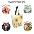 thumbnail image 7 of FORMRS Womens Canvas Tote Bag with Zipper Inner Pocket Shoulder Handbag, Beige Sunflowers, 7 of 7