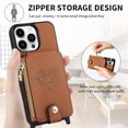 thumbnail image 2 of ELEHOLD Crossbody Wallet Case for iPhone 14 Pro with Card Holder, Zipper Card Slot Shockproof Purse Cover with Removable Lanyard 6.1 Inch,Brown, 2 of 8